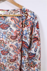 עליונית פרחים ופייזלי נשפכת בשמנת- S-M